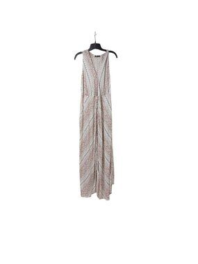 Discovery White Multicolor Flowing Vertical Paisley Pattern Wrap Maxi Dress Boho